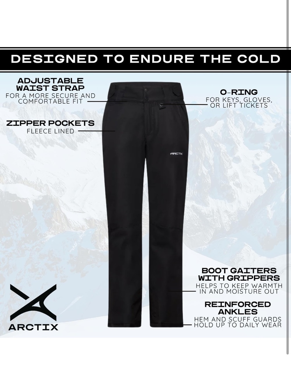 Arctix Women's Insulated Snow Pants, Black, 2X 1007/bb5 - Picture 4 of 8